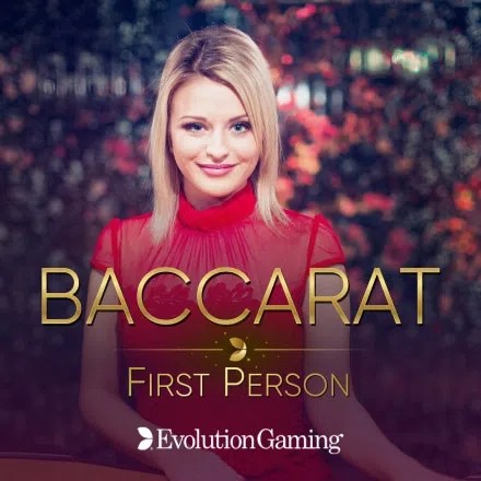 Official Table Games logo: First Person Baccarat by Evolution at Frank Casino